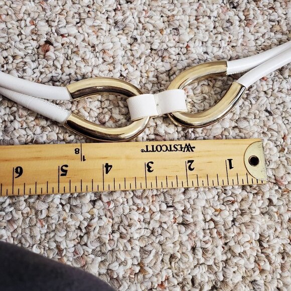White 100% Genuine Leather Belt with Loop hardware Women O/S - Picture 8 of 16